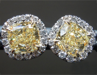 SOLD....Yellow Diamond Earrings: 2.12cts Y-Z VS2 Cushion Cut GIA Halo Earrings R5673