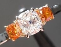 SOLD...Diamond Ring: .60ct F SI1 Old Mine Brilliant Three Stone Diamond Ring GIA R5862