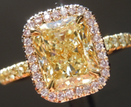 SOLD...Yellow Diamond Ring: 1.70ct Y-Z VVS2 Cushion Cut Diamond Halo Ring GIA R5916