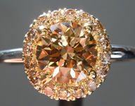 SOLD...Brown Diamond Ring: 1.13ct Fancy Brownish Yellow SI2 Round Brilliant Diamond Halo Ring R5880