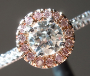 SOLD.....Diamond Ring: .41ct G SI2 Round Brilliant Pink Diamond Halo Ring R5220