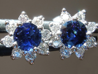 SOLD....Sapphire Earrings: .62ct Blue Round Brilliant Sapphire and Diamond Halo Earrings R4880