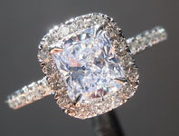 SOLD...Colorless Cushion Diamond Ring: 1.01ct D SI1 Cushion Cut Diamond Halo Ring GIA  R5932