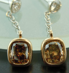 SOLD.....Brown Diamond Earrings: 1.39ctw Brown and Colorless Diamond Drop Earrings R6192