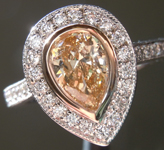 SOLD...Brown Diamond Ring: .73ct Fancy Light Yellow Brown VS2 Pear Shape Diamond Halo Ring R6136