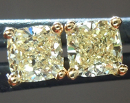 SOLD...0.57ctw Yellow VS-SI Cushion Cut Diamond Earrings R6218
