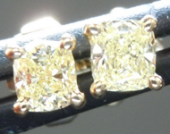 SOLD...0.39cts Light Yellow Cushion Cut Diamond Earrings R6255