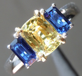 SOLD....Sapphire Ring: 1.93ctw Yellow and Blue Sapphire Three Stone Ring R6401