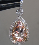 SOLD... Morganite Pendant: 2.20ct Pear Shape Morganite and Diamond Halo Pendant R6356