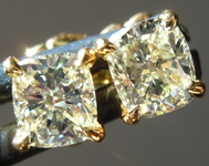 SOLD.....Yellow Diamond Earrings: .73ctw Y-Z VS1 Cushion Cut Diamond Stud Earrings R6531