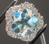 SOLD...Aquamarine Pendant: 1.55ct Flower Aquamarine and Diamond Halo Pendant R6564