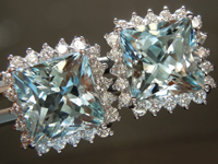 SOLD...6.80cts Princess Cut Aquamarine Earrings R6511