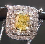 sold...Diamond Pendant: .48ct Fancy Intense Yellow Cushion Cut Diamond Halo Pendant GIA R6579