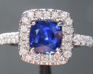 0.85ct Blue Cushion Cut Sapphire Ring R6658