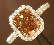 SOLD...Diamond Ring: 1.31ct Fancy Orange Brown VS2 Cushion Cut Diamond Halo Ring GIA R6692