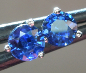 SOLD...Sapphire Earrings: .76ctw Blue Round Brilliant Sapphire Earrings R6718