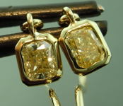 SOLD.........Yellow Diamond Earrings: .64ctw Fancy Yellow VS Radiant Cut Diamond Dangle Earrings R6632