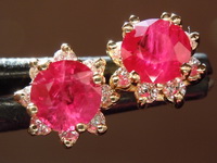 SOLD... 1.23cts Round Ruby Diamond Earrings R6657