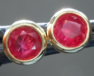 SOLD...Ruby Earrings: 1.21ctw Round Brilliant Ruby Stud Earrings R6807