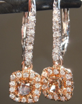 0.61cts Orangy Brown SI1 Cushion Cut Diamond Earrings R6943