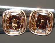 SOLD......Brown Diamond Earrings: .54ctw Fancy Brownish Yellow VS1 Cushion Cut Diamond Earrings R7001