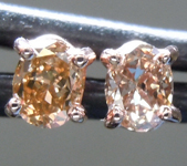 SOLD..Brown Diamond Earrings: .32ctw Fancy Orangy Brown SI1 Oval Diamond Earrings R7011