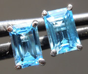 SOLD....1.35ctw Blue Emerald Cut Topaz Earrings R7006