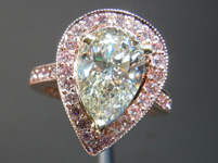 SOLD...Diamond Halo Ring: 2.16ct K/VS2 Pear Cut diamond GIA 18K Rose Gold R1321