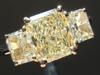 SOLD......Yellow Diamond Ring: 1.69ct W-X VS1 Radiant Cut Three Stone Diamond Ring GIA R2054