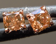 SOLD.........Brown Diamond Earrings: .32ctw Fancy Brownish Yellow SI1 Cushion Cut Diamond Earrings R7193