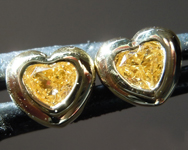 SOLD....Diamond Earrings: .26ctw Fancy Intense Orange Yellow VS Heart Shape Diamond Earrings R7321
