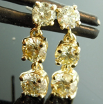 SOLD.......Yellow Diamond Earrings: 1.90ctw S-T VS-SI Round Brilliant Diamond Dangle Earrings R7312