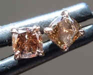 SOLD....0.29ctw Brownish Yellow SI1 Cushion Cut Diamond Earrings R7197