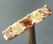 SOLD....Diamond Ring: 1.26ctw Natural Brown and Yellow Cushion Cut Diamond Band R7144
