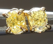 SOLD......Yellow Diamond Earrings: .30ctw Fancy Intense Yellow VS Cushion Cut Diamond Earrings R7349