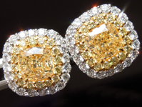 SOLD........Yellow Diamond Earrings: 3.65ctw Natural Yellow and Colorless Diamond Halo Earrings GIA R7451