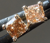 SOLD....Brown Diamond Earrings: .69ctw Fancy Brownish Yellow Cushion Cut Diamond Earrings R7296