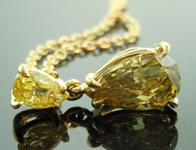 SOLD...Diamond Pendant: .57ct Fancy Deep Greenish Yellow SI2 Pear Shape Diamond Pendant R7390