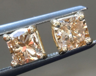 SOLD...Brown Diamond Earrings: 1.00ctw Fancy Yellow Brown Cushion Cut Diamond Earrings R7545