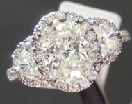 SOLD....Diamond Ring: 1.23ct J-K VS Oval Brilliant Diamond Halo Three Stone Ring R7608