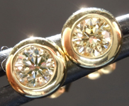 SOLD...Yellow Diamond Earrings: .41ctw Fancy Light Greenish Yellow SI1 Round Brilliant Diamond Earrings R7593
