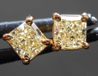 SOLD.......Yellow Diamond Earrings: 1.01ctw Fancy Light Yellow VS Radiant Cut Diamond Stud Earrings R7626