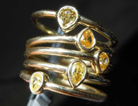 .61ctw Orangy Yellow Pear Diamond Ring Set R7581