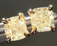 SOLD........1.07cts Light Yellow Cushion Cut Diamond Earrings R8041