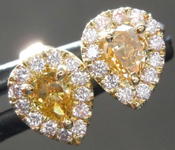 SOLD....50cts Brownish Yellow Pear Diamond Earrings R7946