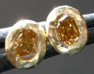 0.37ctw Orangy Yellow SI Oval Diamond Earrings R8199