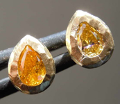 .37ctw Intense Orange Yellow SI1 Pear Diamond Earrings R8198