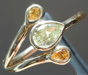 SOLD...0.44ctw Yellow and Orange Pear Diamond Ring R8212