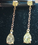 SOLD...1.18ctw Yellow Pear and Round Brilliant Diamond Earrings R7972
