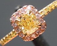 0.50ct Fancy Yellow SI1 Cushion Cut Diamond Ring R8349
